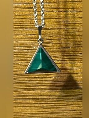 Rock + Raw, Malachite Guardian Silver Pendant (Baby) on 14k White Gold Chain
